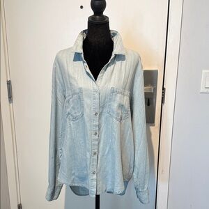 Light Blue Denim Button-Up Shirt